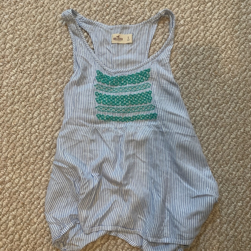Hollister Striped Flowy Racerback Tank Top